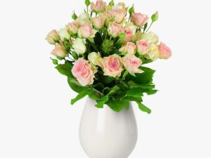 Buchet de 7 minirosa albi-roz