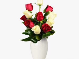 Buchet de flori - Alb si rosu